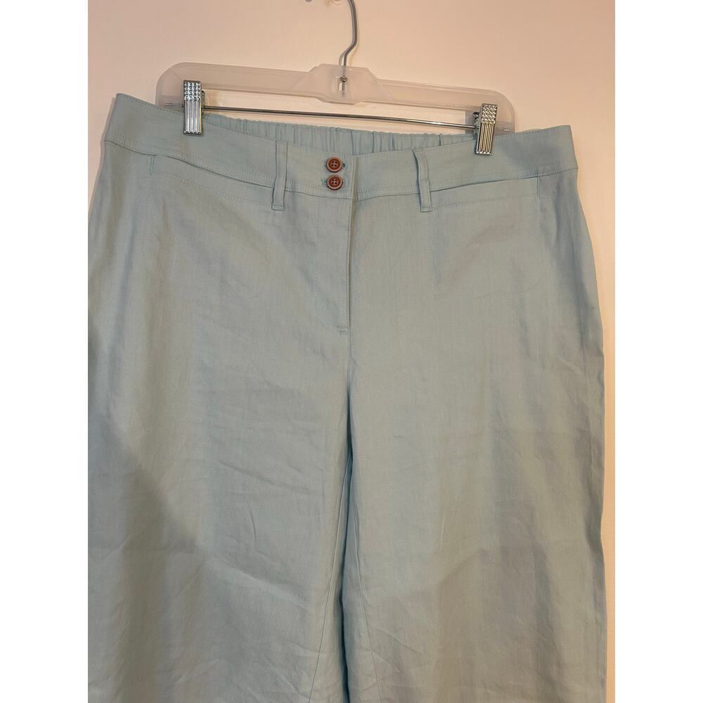 J. Jill Linen Stretch Wide Leg Crop Light Blue Pant NEW XL Petite Coastal Beach - Picture 2 of 12